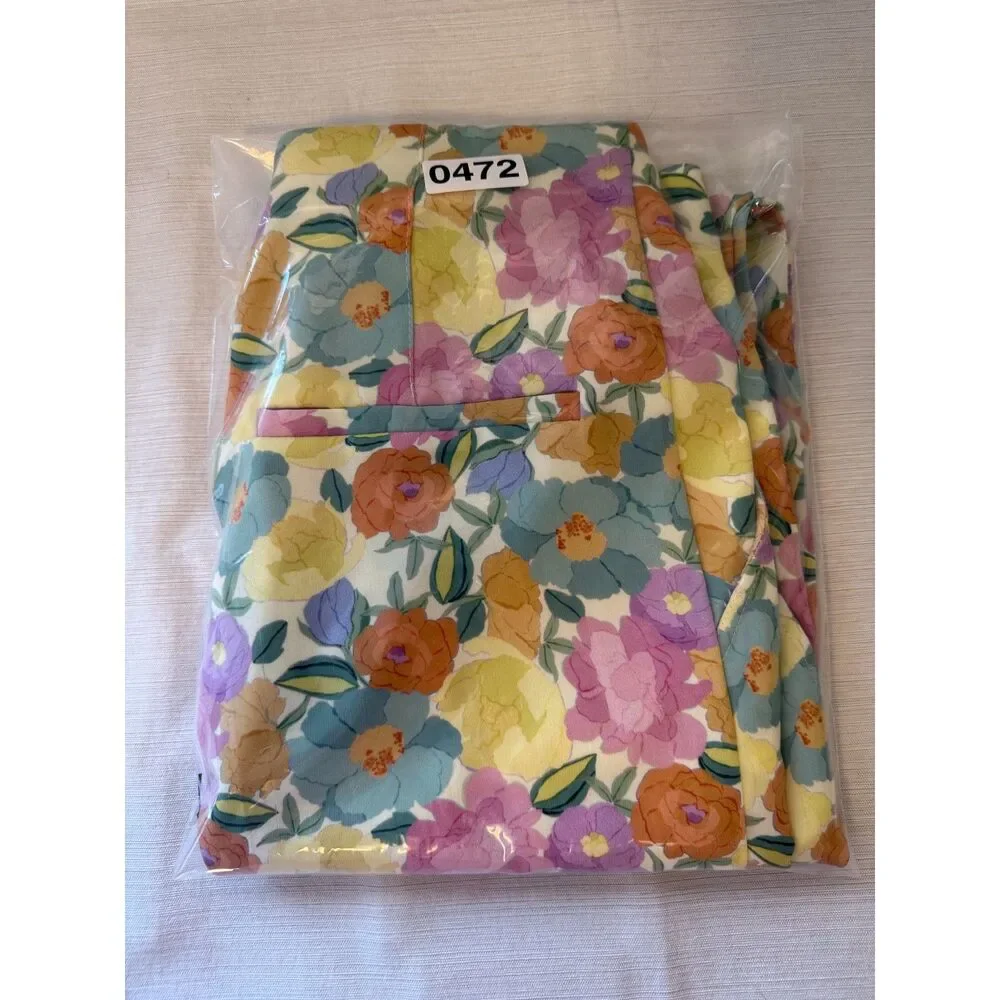 ZARA Multicolor Floral High Waisted Wide Leg Pants Size Small Boho Flowy Palazzo - Picture 9 of 9